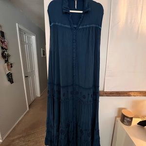 Free People Pretty Cozy Smock dress with ruffle skirt